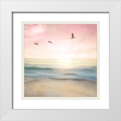 Pink Sunrise Beach White Modern Wood Framed Art Print with Double Matting by Allen, Kimberly
