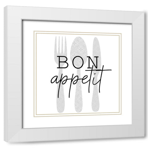 Bon Appetit White Modern Wood Framed Art Print with Double Matting by Allen, Kimberly