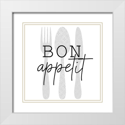 Bon Appetit White Modern Wood Framed Art Print with Double Matting by Allen, Kimberly