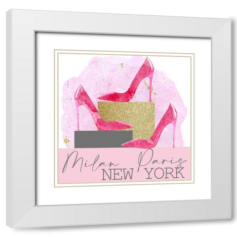 Fashionista 8 V2 White Modern Wood Framed Art Print with Double Matting by Allen, Kimberly