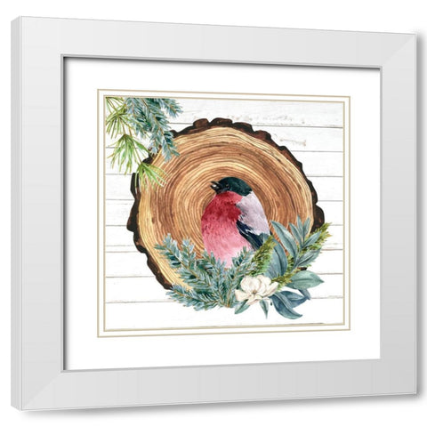 Winter Birds 3 White Modern Wood Framed Art Print with Double Matting by Allen, Kimberly