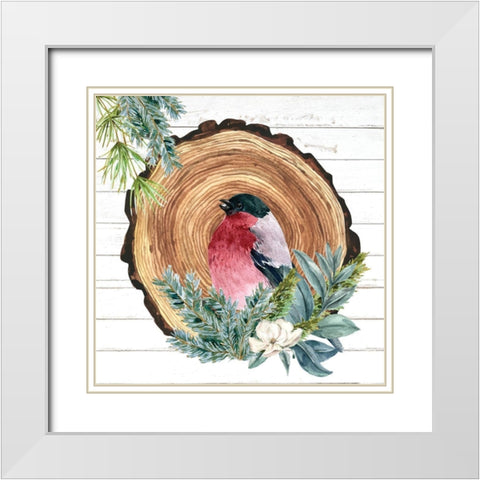 Winter Birds 3 White Modern Wood Framed Art Print with Double Matting by Allen, Kimberly