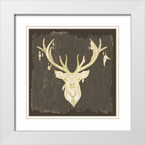 Native Buck White Modern Wood Framed Art Print with Double Matting by Kimberly, Allen