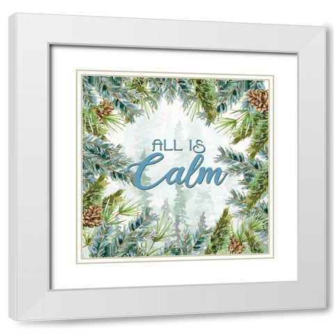 Woodland Christmas 2 White Modern Wood Framed Art Print with Double Matting by Allen, Kimberly