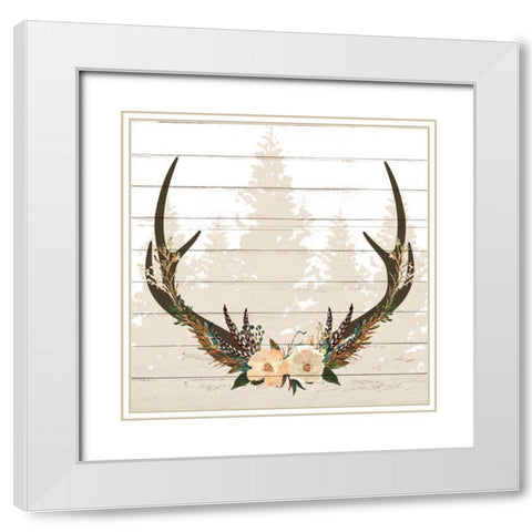 Woodland Floral 2 White Modern Wood Framed Art Print with Double Matting by Allen, Kimberly