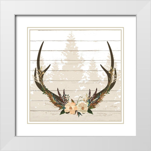 Woodland Floral 2 White Modern Wood Framed Art Print with Double Matting by Allen, Kimberly