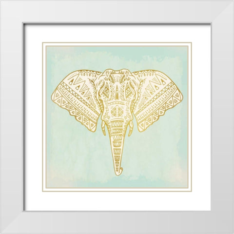 Native Elephant White Modern Wood Framed Art Print with Double Matting by Allen, Kimberly