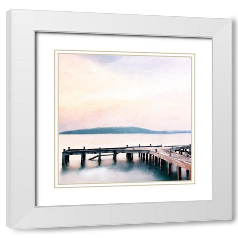 Pier Light White Modern Wood Framed Art Print with Double Matting by Allen, Kimberly