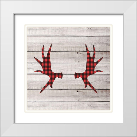 Antlers 1 White Modern Wood Framed Art Print with Double Matting by Allen, Kimberly
