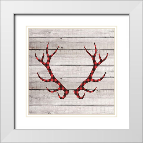 Antlers 2 White Modern Wood Framed Art Print with Double Matting by Allen, Kimberly
