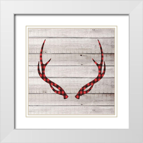 Antlers 3 White Modern Wood Framed Art Print with Double Matting by Allen, Kimberly