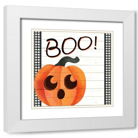 Boo Plaid White Modern Wood Framed Art Print with Double Matting by Allen, Kimberly