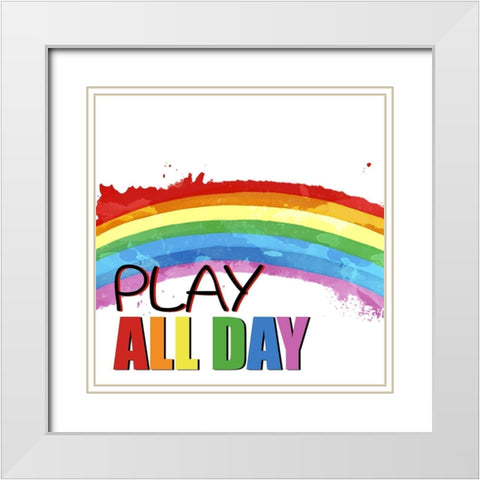 Play All Day 1 White Modern Wood Framed Art Print with Double Matting by Allen, Kimberly