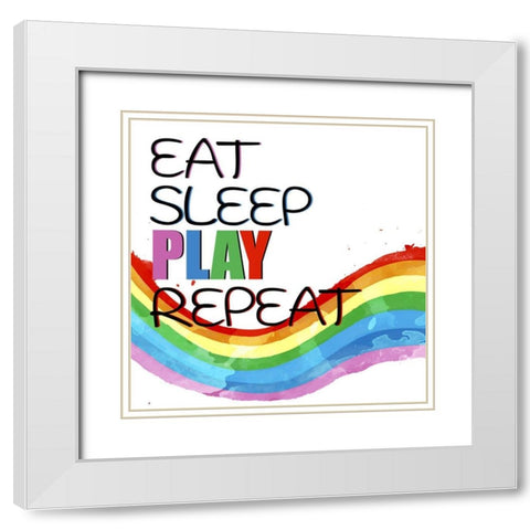Play All Day 2 White Modern Wood Framed Art Print with Double Matting by Allen, Kimberly