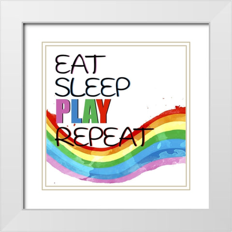 Play All Day 2 White Modern Wood Framed Art Print with Double Matting by Allen, Kimberly