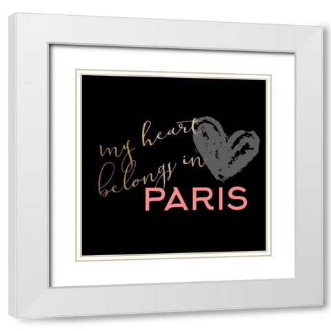 Paris Heart 3 White Modern Wood Framed Art Print with Double Matting by Allen, Kimberly