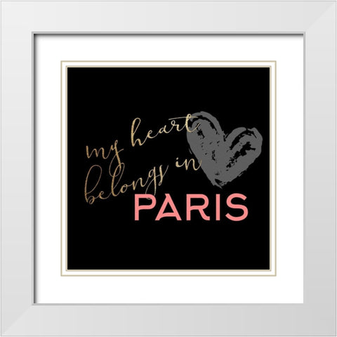 Paris Heart 3 White Modern Wood Framed Art Print with Double Matting by Allen, Kimberly