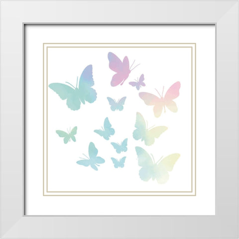 Butterflies White Modern Wood Framed Art Print with Double Matting by Allen, Kimberly
