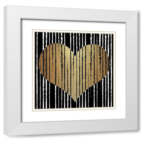 Heart Stripes White Modern Wood Framed Art Print with Double Matting by Allen, Kimberly