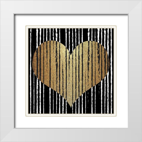 Heart Stripes White Modern Wood Framed Art Print with Double Matting by Allen, Kimberly