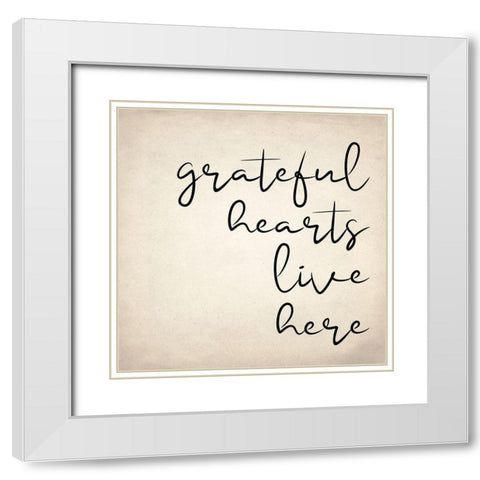 Greateful Hearts White Modern Wood Framed Art Print with Double Matting by Allen, Kimberly