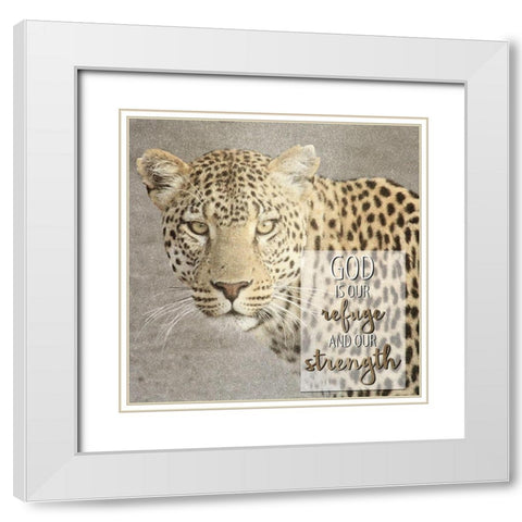 God Is Our Refuge Leopard White Modern Wood Framed Art Print with Double Matting by Allen, Kimberly