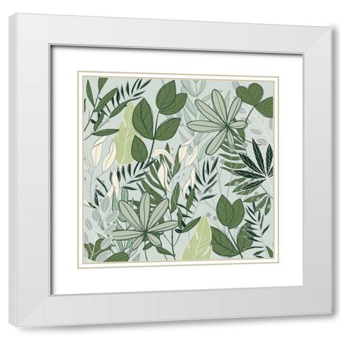 Leaf Love 1 White Modern Wood Framed Art Print with Double Matting by Allen, Kimberly
