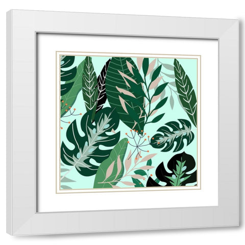 Mint Leaves 1 White Modern Wood Framed Art Print with Double Matting by Allen, Kimberly