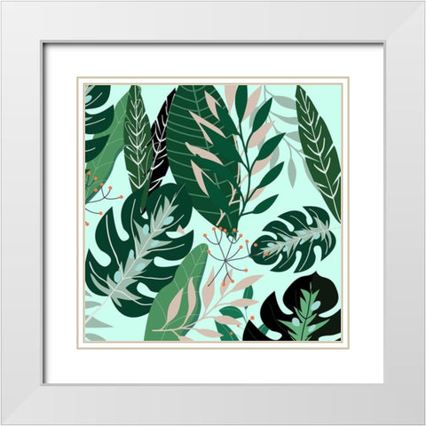 Mint Leaves 1 White Modern Wood Framed Art Print with Double Matting by Allen, Kimberly