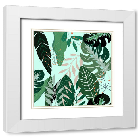 Mint Leaves 2 White Modern Wood Framed Art Print with Double Matting by Allen, Kimberly