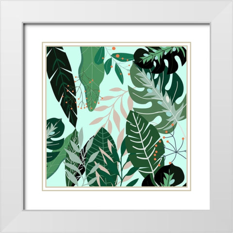 Mint Leaves 2 White Modern Wood Framed Art Print with Double Matting by Allen, Kimberly