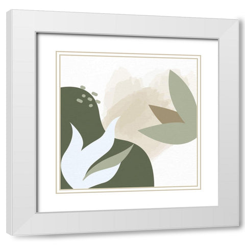 Organic Greens 1 White Modern Wood Framed Art Print with Double Matting by Allen, Kimberly
