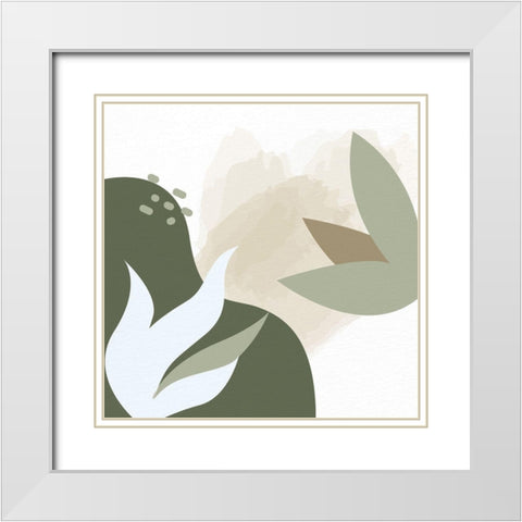 Organic Greens 1 White Modern Wood Framed Art Print with Double Matting by Allen, Kimberly