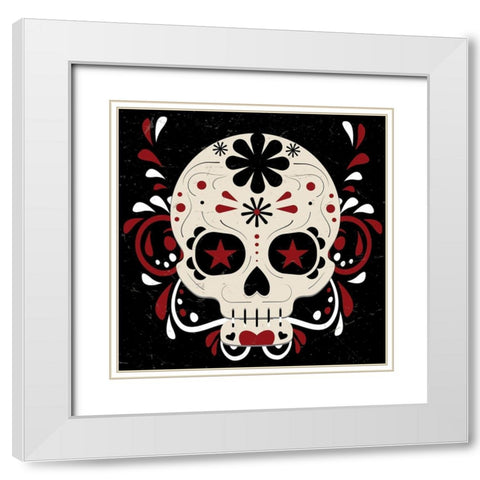 Sugar Skull 2 White Modern Wood Framed Art Print with Double Matting by Allen, Kimberly
