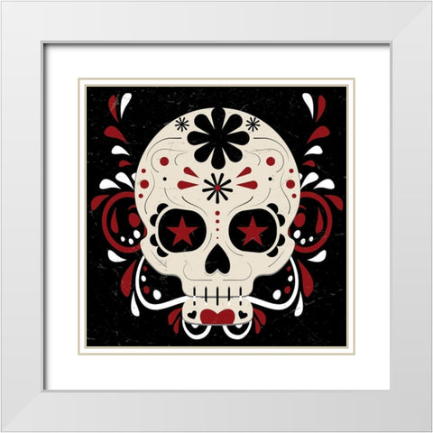 Sugar Skull 2 White Modern Wood Framed Art Print with Double Matting by Allen, Kimberly