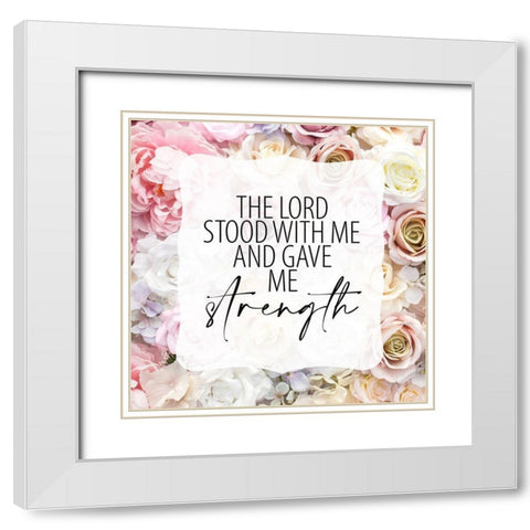 Faith Hope Floral 3 White Modern Wood Framed Art Print with Double Matting by Allen, Kimberly