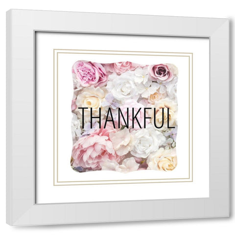 Faith Hope Floral 5 White Modern Wood Framed Art Print with Double Matting by Allen, Kimberly