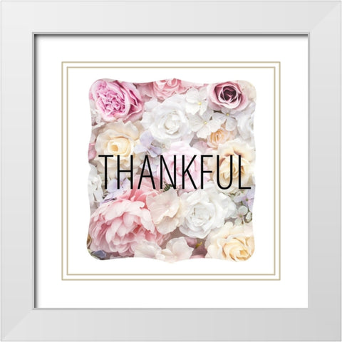 Faith Hope Floral 5 White Modern Wood Framed Art Print with Double Matting by Allen, Kimberly