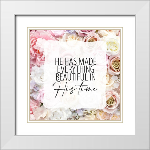 Faith Hope Floral 6 White Modern Wood Framed Art Print with Double Matting by Allen, Kimberly