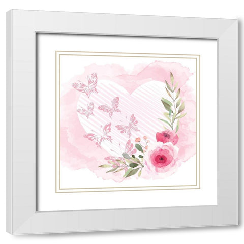 Paris Butterflies 3 White Modern Wood Framed Art Print with Double Matting by Allen, Kimberly