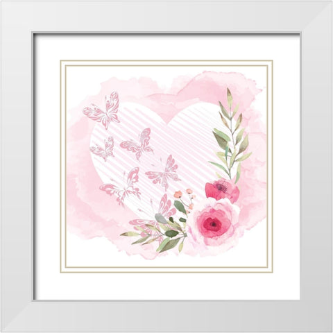 Paris Butterflies 3 White Modern Wood Framed Art Print with Double Matting by Allen, Kimberly