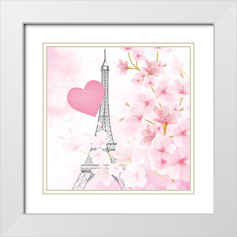 Cherry Blossom Paris 3 White Modern Wood Framed Art Print with Double Matting by Allen, Kimberly