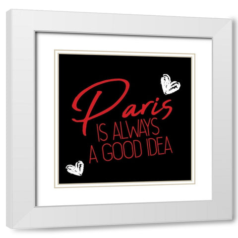 Paris Idea Love 2 White Modern Wood Framed Art Print with Double Matting by Allen, Kimberly