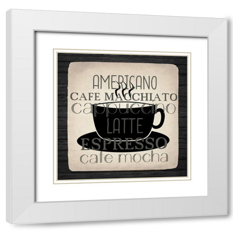 Coffee Gets Me 3 White Modern Wood Framed Art Print with Double Matting by Allen, Kimberly