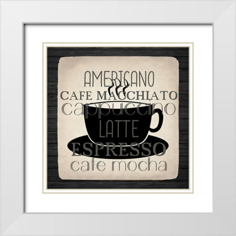Coffee Gets Me 3 White Modern Wood Framed Art Print with Double Matting by Allen, Kimberly
