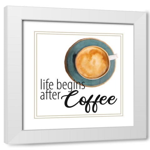 Coffee First 2 White Modern Wood Framed Art Print with Double Matting by Allen, Kimberly
