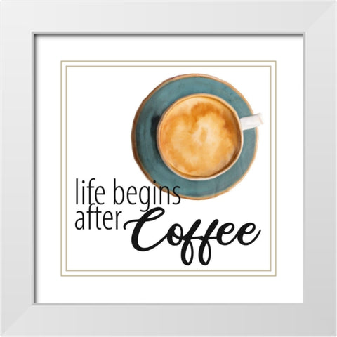 Coffee First 2 White Modern Wood Framed Art Print with Double Matting by Allen, Kimberly