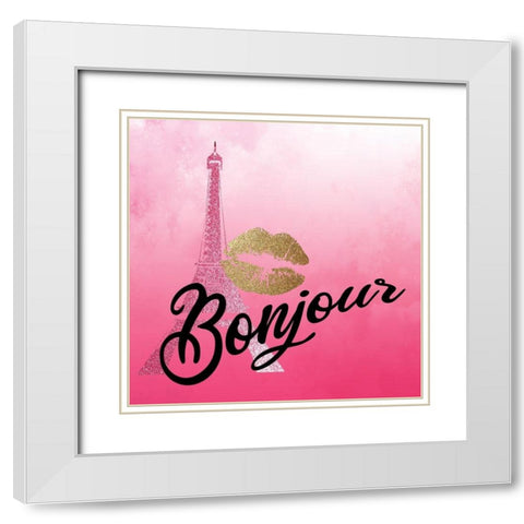 In Paris Hearts 3 White Modern Wood Framed Art Print with Double Matting by Allen, Kimberly