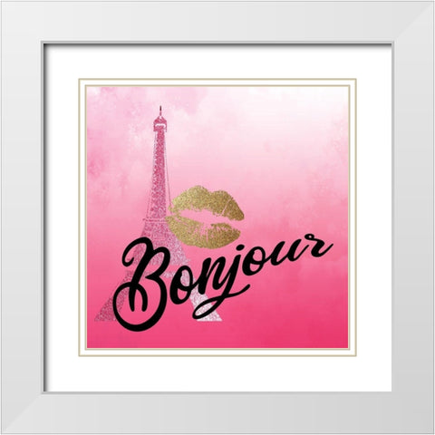 In Paris Hearts 3 White Modern Wood Framed Art Print with Double Matting by Allen, Kimberly