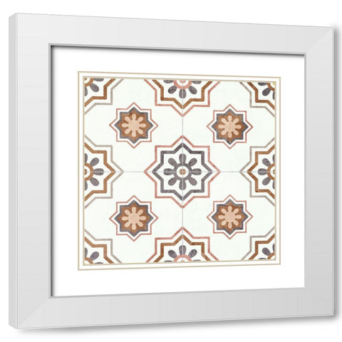 Washed Tiles 3 White Modern Wood Framed Art Print with Double Matting by Allen, Kimberly